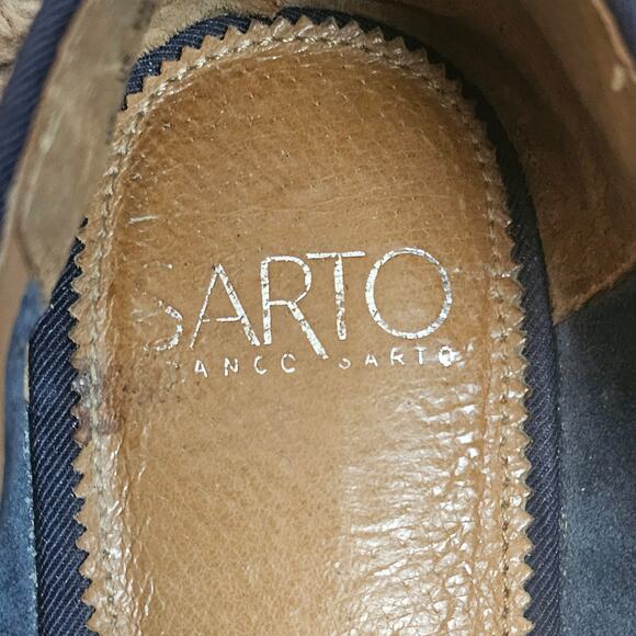 Franco Sarto Leather A FALLON Suede Slip On Flats Size 9 M Blue Square Toe Bone - Picture 9 of 10